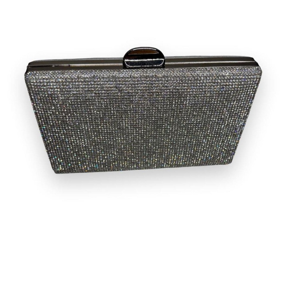 Silver Rhinestone Crystal Clutch Evening Bag Y2K Glam Mafia Mom New years